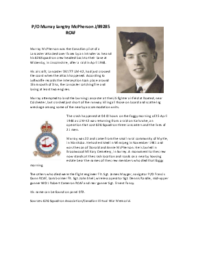 A preview of a PDF biography for McPherson, Murray Langtry